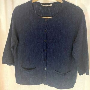 Mansted‎ Navy Cotton Cardigan EUC, Size Small-Oversized. Danish Designer
